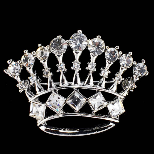 1-3/4-Inch Rhinestone King Crown Brooch Pin