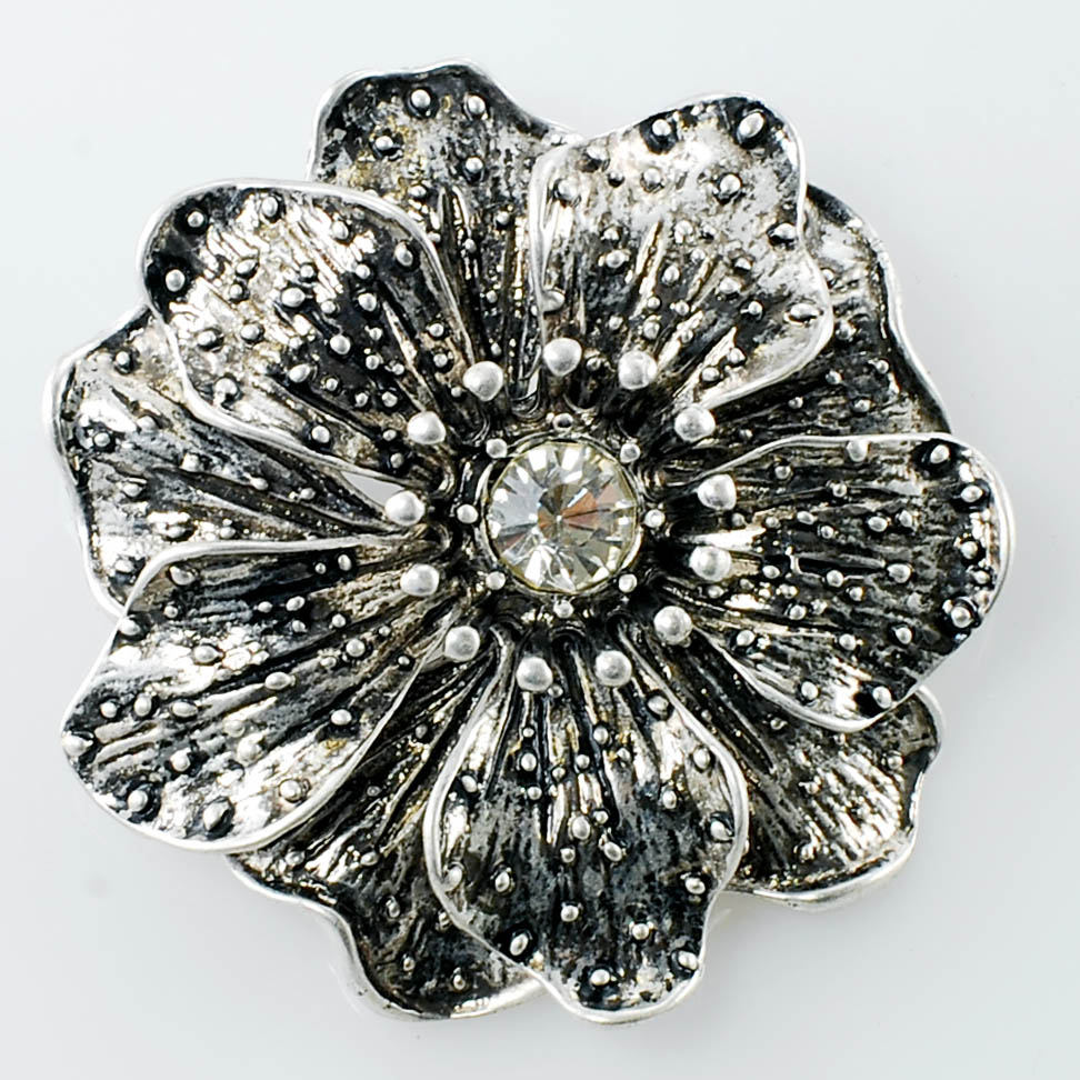Floral Brooch With center crystal rhinestones