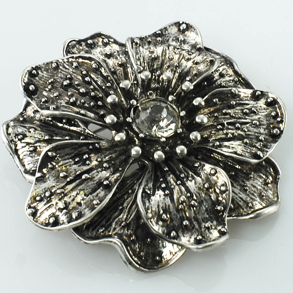 Floral Brooch With center crystal rhinestones