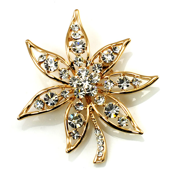 Floral Brooch in AB crystal rhinestones