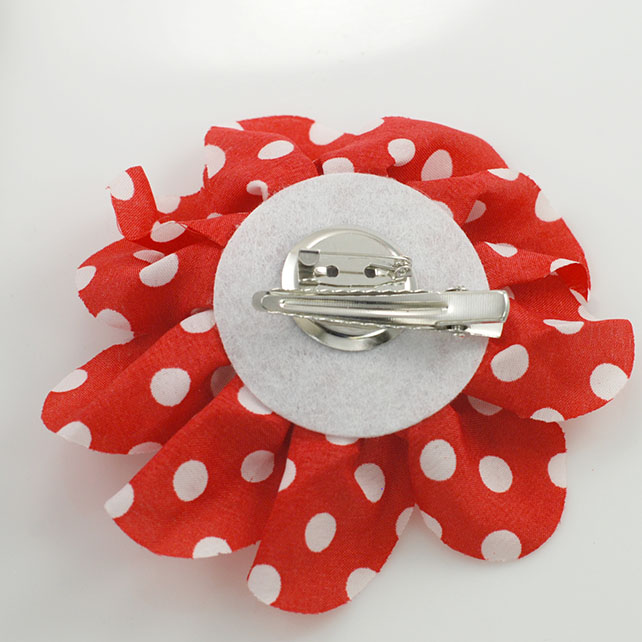 White Polka dot on Red Fabric Flower