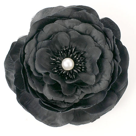 Black Fabric Flower Pin