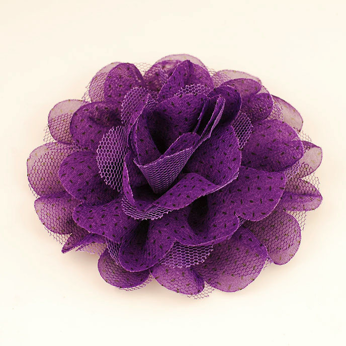 Purple Polka Dot Fabric Flower Pin