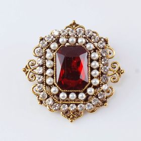 Ruby Red Antique Brooch