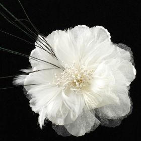 Feather flower brooch