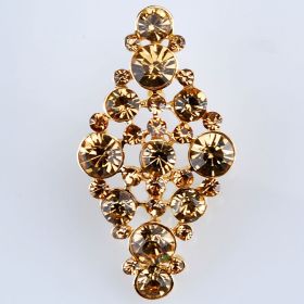 upright rhinestone gold brooch