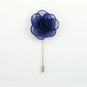 Nvy Blue Nylon Flower Lapel Pin