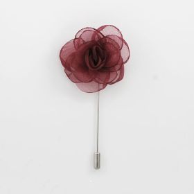 Bugundy nylon Flower Lapel Pin