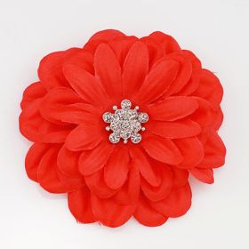 Red Satin Flower Pin